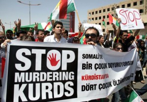 Iraqi Kurds demonstrate on August 24, 20